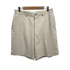 HAGGAR Comfort Equipped Chino Shorts Men's 34 x 8 Beige Golf Performance